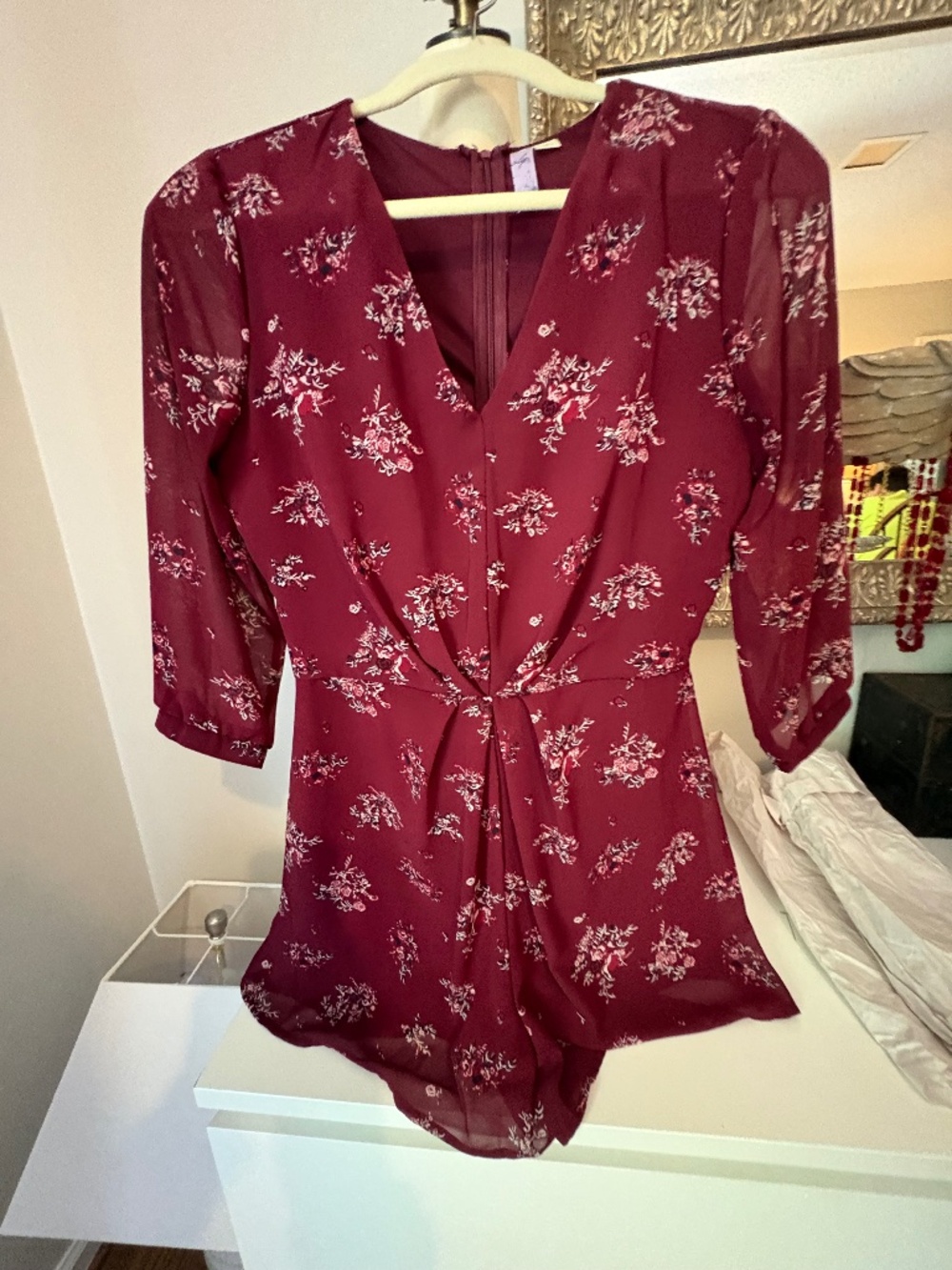 Alga ruby small long sleeve short romper